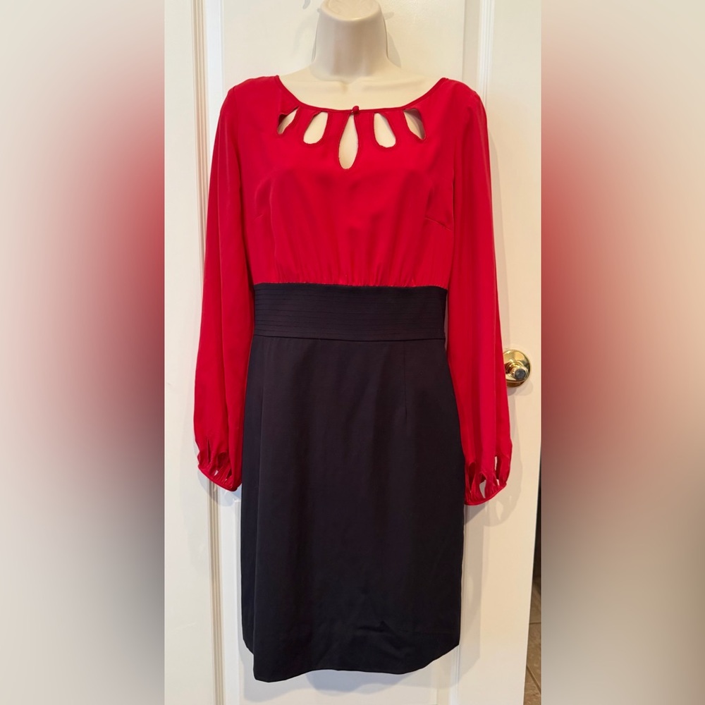 White House Black Market Red and Black Long Sleeve Dress. Worn once.
